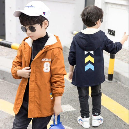 Children's jacket winter new plus velvet Korean version of the big children's tide loaded children's windbreaker boy casual children's clothing men