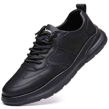 European Station New Autumn and Winter Men's Casual Shoes Genuine Leather Trendy Sports Sneakers fleece-lined Warm Black Men's Shoes Alsy store