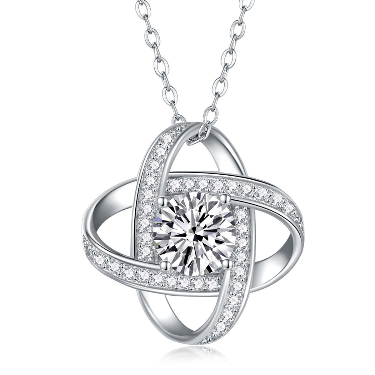 Full Diamond Silver Pendant Necklace Eternal Star Gift For Wife Holiday Gift - Alsy store