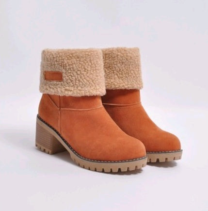 Mid-Tube Thick Heel Suede Snow Boots - Alsy store