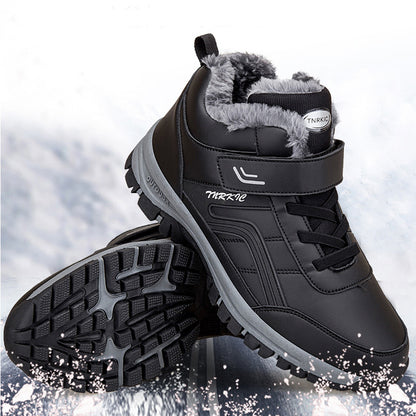 Winter Boots Women Men Warm Plush Velcro Snow Boots Climbing Hiking Shoes - Alsy store