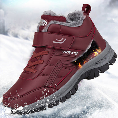 Winter Boots Women Men Warm Plush Velcro Snow Boots Climbing Hiking Shoes - Alsy store