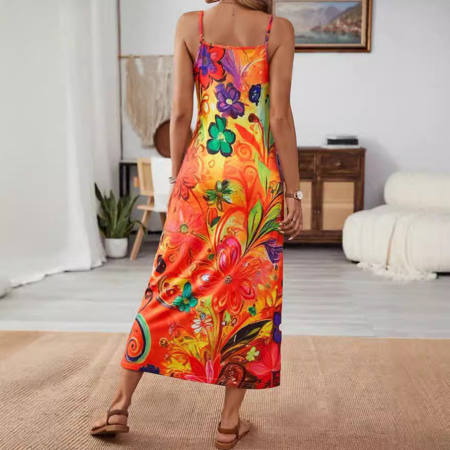 New Women's Printed Sling Casual Dress - Alsy store