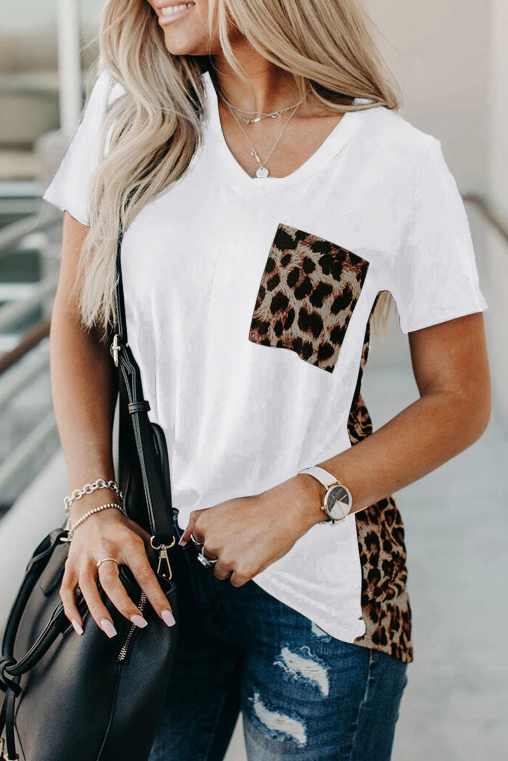 Leopard print short-sleeved T-shirt - Alsy store