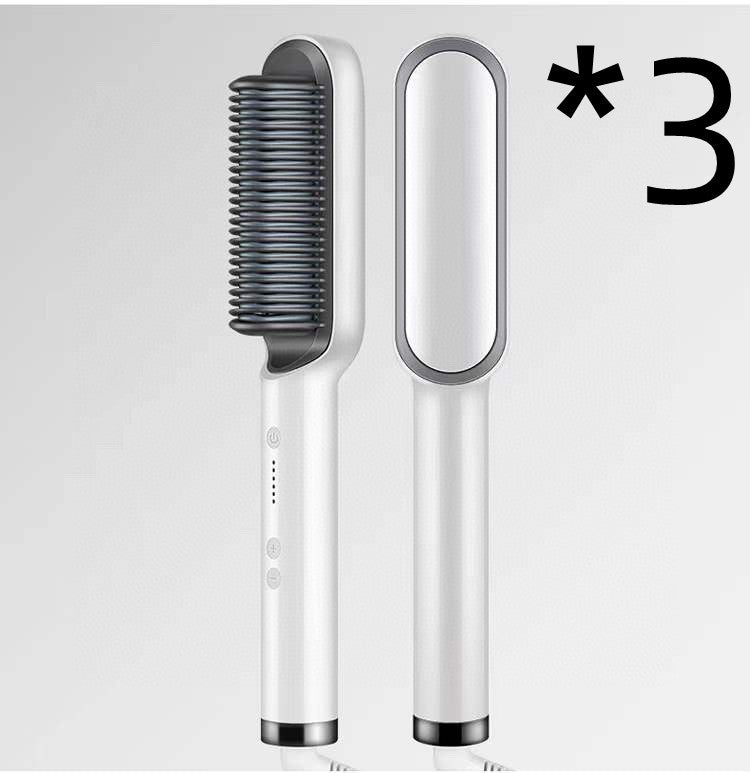 New 2 In 1 Hair Straightener Hot Comb Negative Ion Curling Tong Dual-purpose Electric Hair Brush - Alsy store