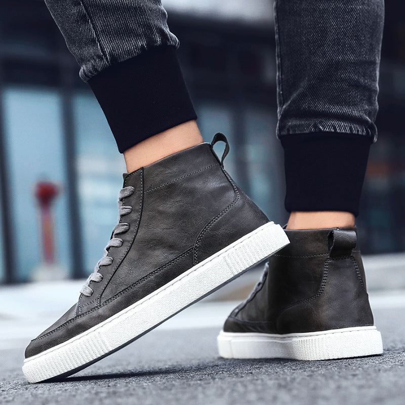 High-Top Sneakers Casual Leather Top Handmade Shoes Sneakers