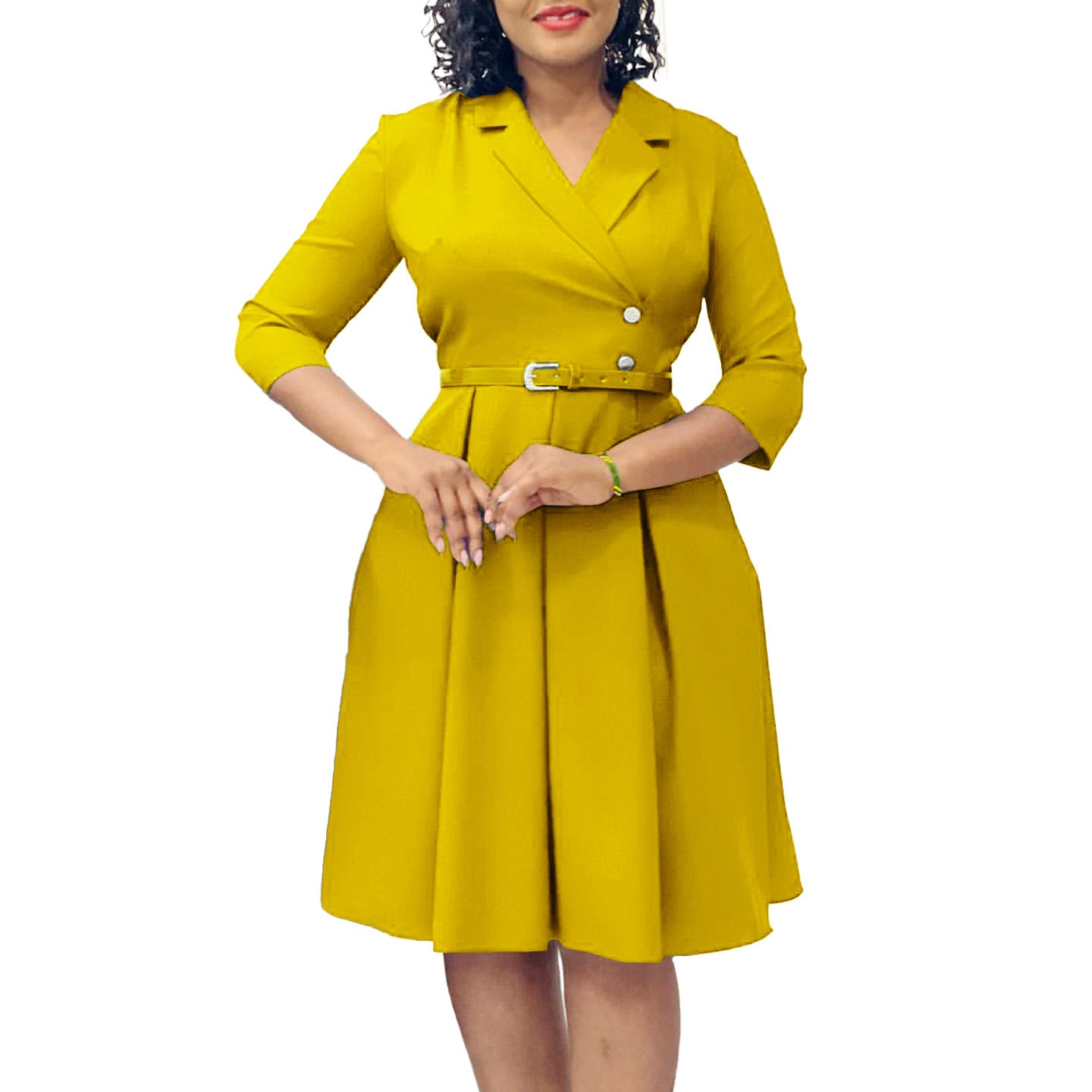 Women's Suit Collar High Waist Dress