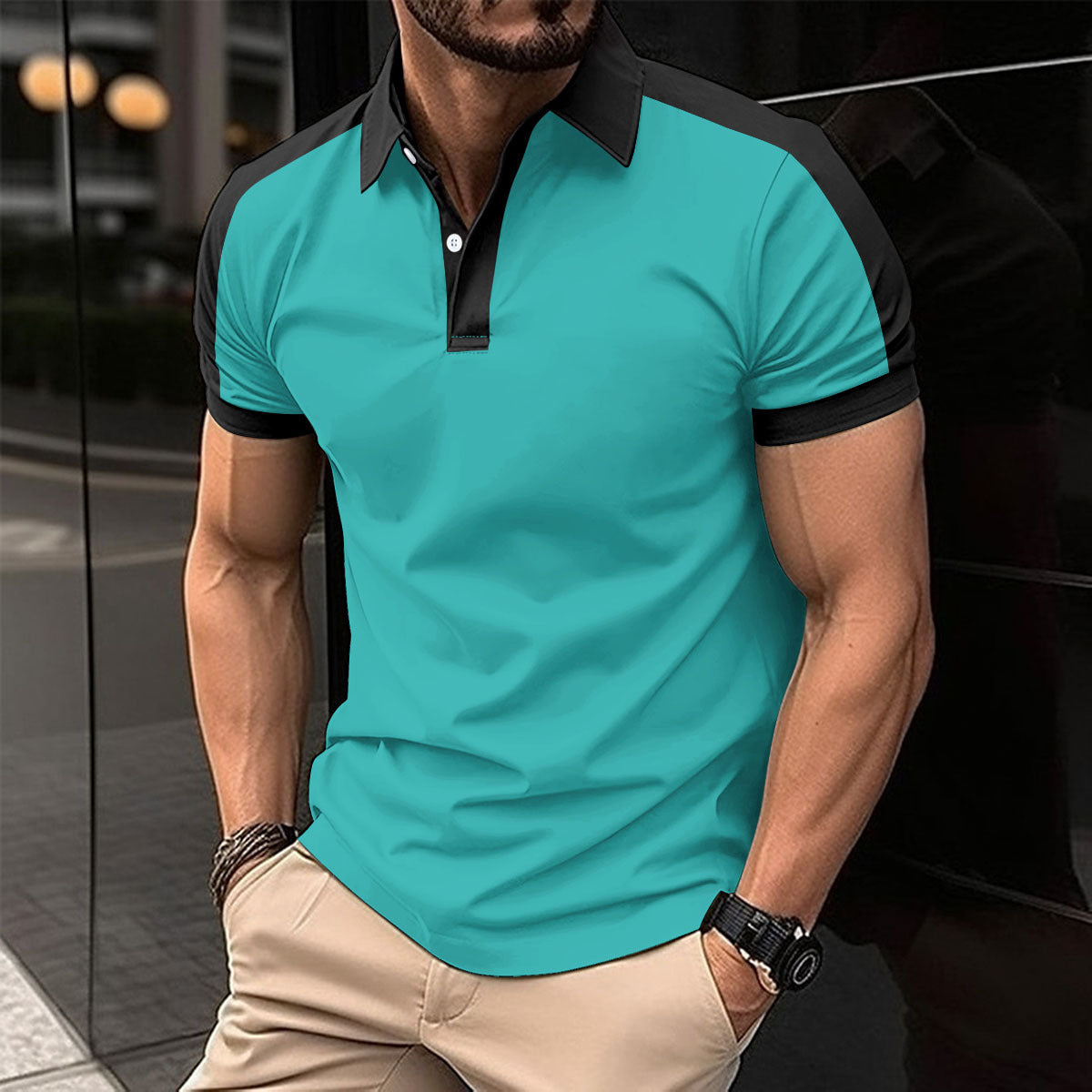 Men's Short Sleeve Business Shirt Summer Casual Polo Shirts - Alsy store