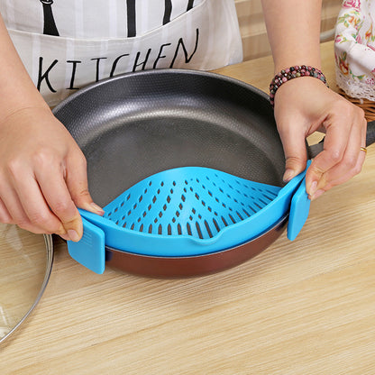 Silicone Clip-on Pot Pan Bowl Funnel Oil Strainer