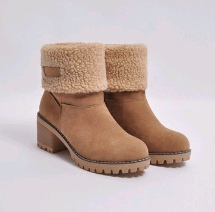 Mid-Tube Thick Heel Suede Snow Boots - Alsy store