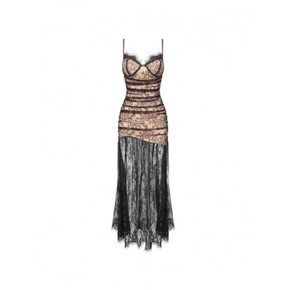 French high-end light-luxury and niche lace suspender mermaid dress waist-cinching design for women's coming-of-age ceremony