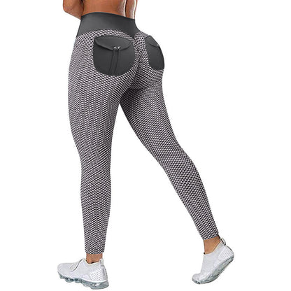 Honeycomb Yoga Pants Butt Pocket High Waist Hip-lift Sportswear