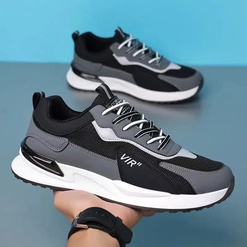 Men's Color Block Mesh Shoes Fashion Casual Lace-up Sneakers Outdoor Breathable Running Sports Shoes - Alsy store