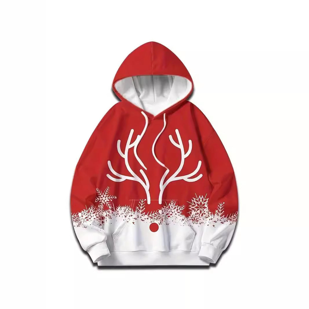 Christmas Elk 3D Printing Men's Hooded Sweater