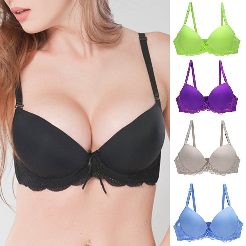 Plus Size Glossy Surface Without A Scratch Women's Underwear Gathering Bra - Alsy store