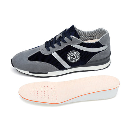 Men's Sports Casual Shoes Korean Style Men's Shoes Hidden Internal Height Increase 8CM Suede Vintage Running Shoes Men