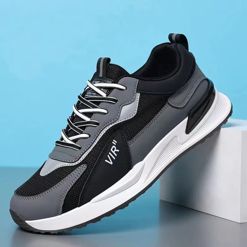 Men's Color Block Mesh Shoes Fashion Casual Lace-up Sneakers Outdoor Breathable Running Sports Shoes - Alsy store