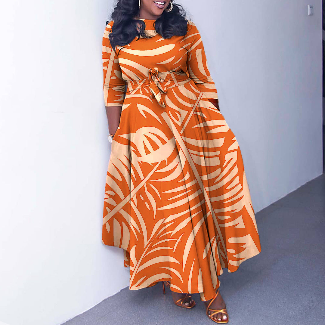 Fashion Elegant Tied African Plus Size Long Dress