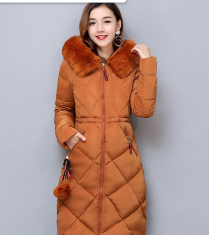 Long hooded padded down coat coat women