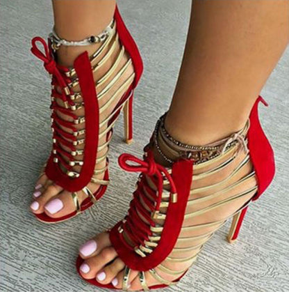 Metallic stiletto sandals