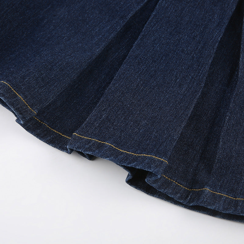 Women Denim Mini Dress Off Shoulder Halter Neck Sleeveless
