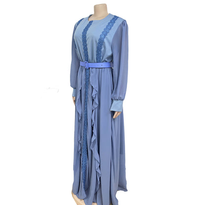 Lace Heavy Industry Chiffon African Dress Floor Length