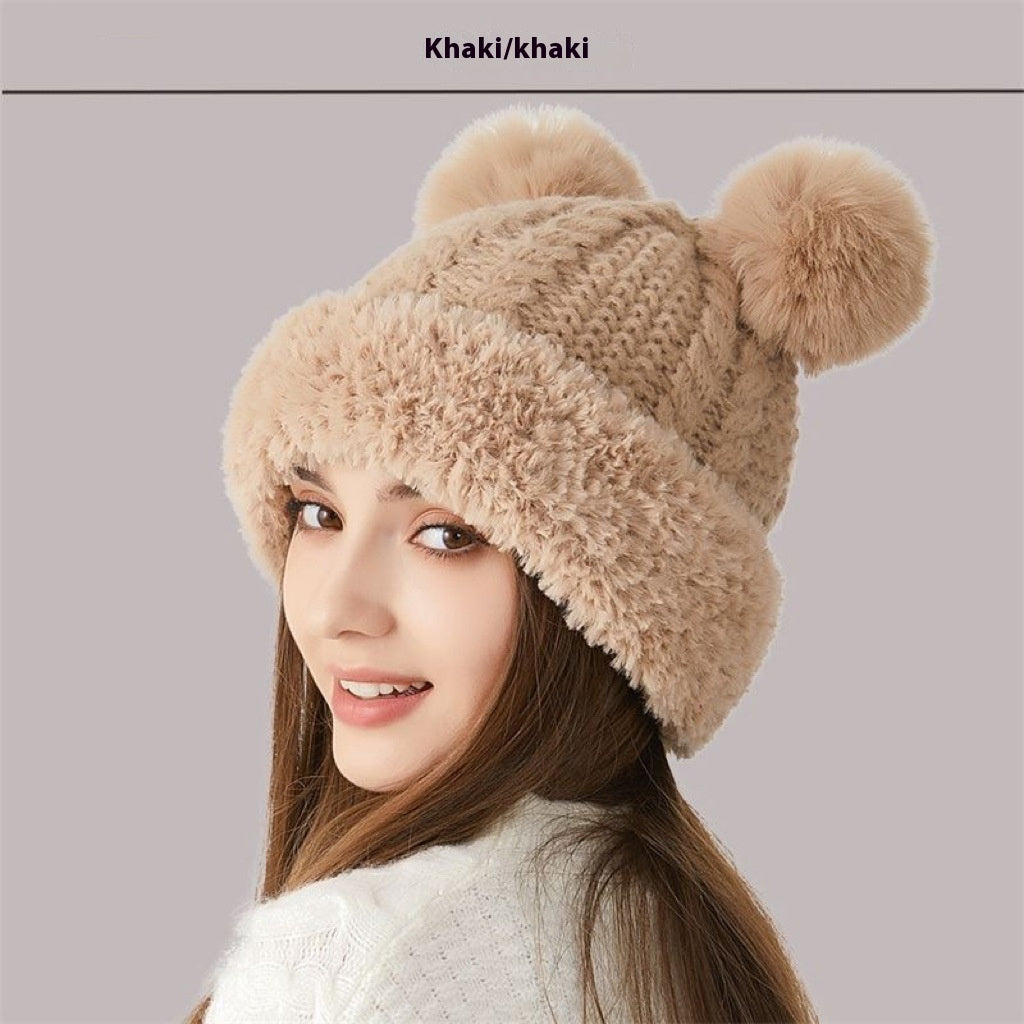 Winter Cute Fur Ball Knitted Hat Children Outdoor - Alsy store