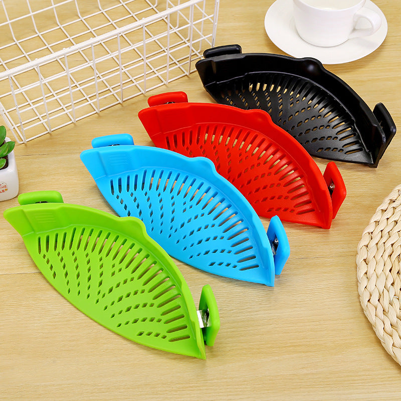 Silicone Clip-on Pot Pan Bowl Funnel Oil Strainer