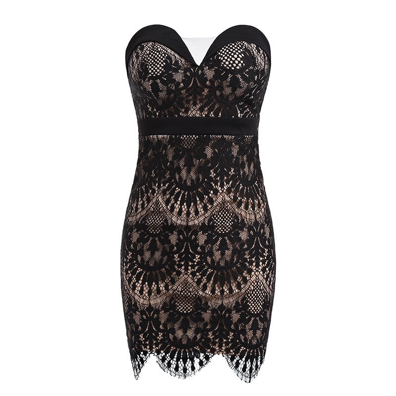 Lace Tube Top Bag Hip Dress Night Show - Alsy store