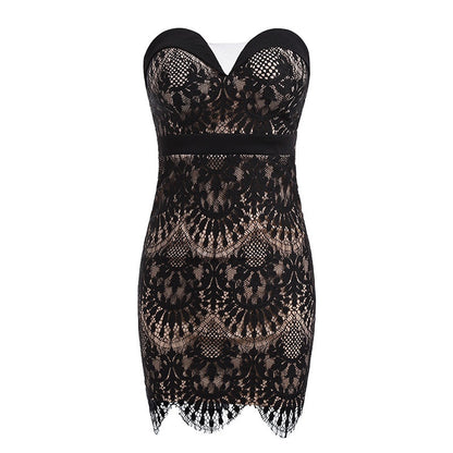 Lace Tube Top Bag Hip Dress Night Show - Alsy store