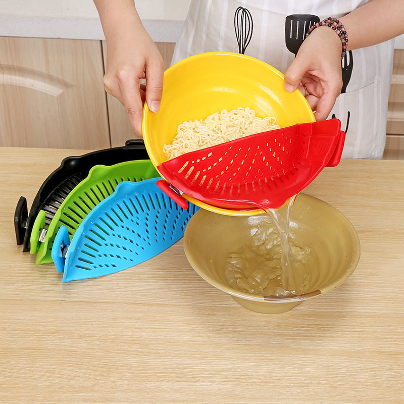 Silicone Clip-on Pot Pan Bowl Funnel Oil Strainer