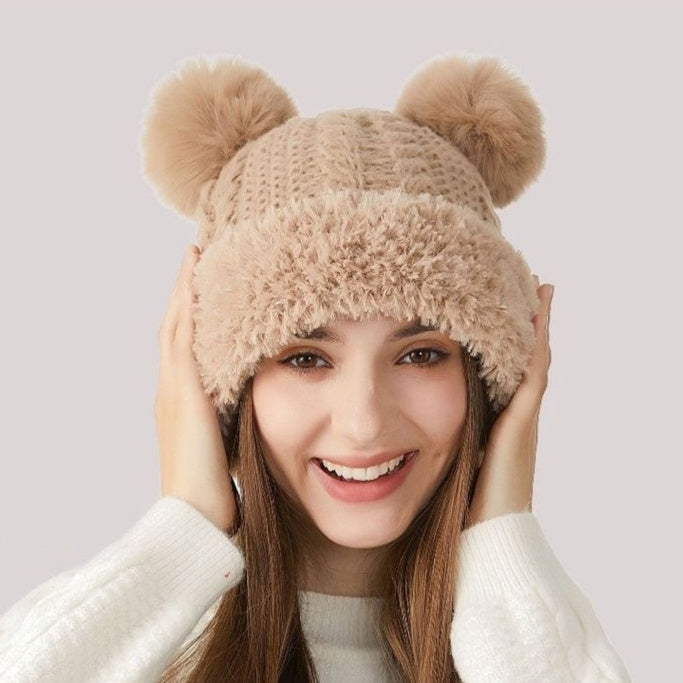 Winter Cute Fur Ball Knitted Hat Children Outdoor - Alsy store