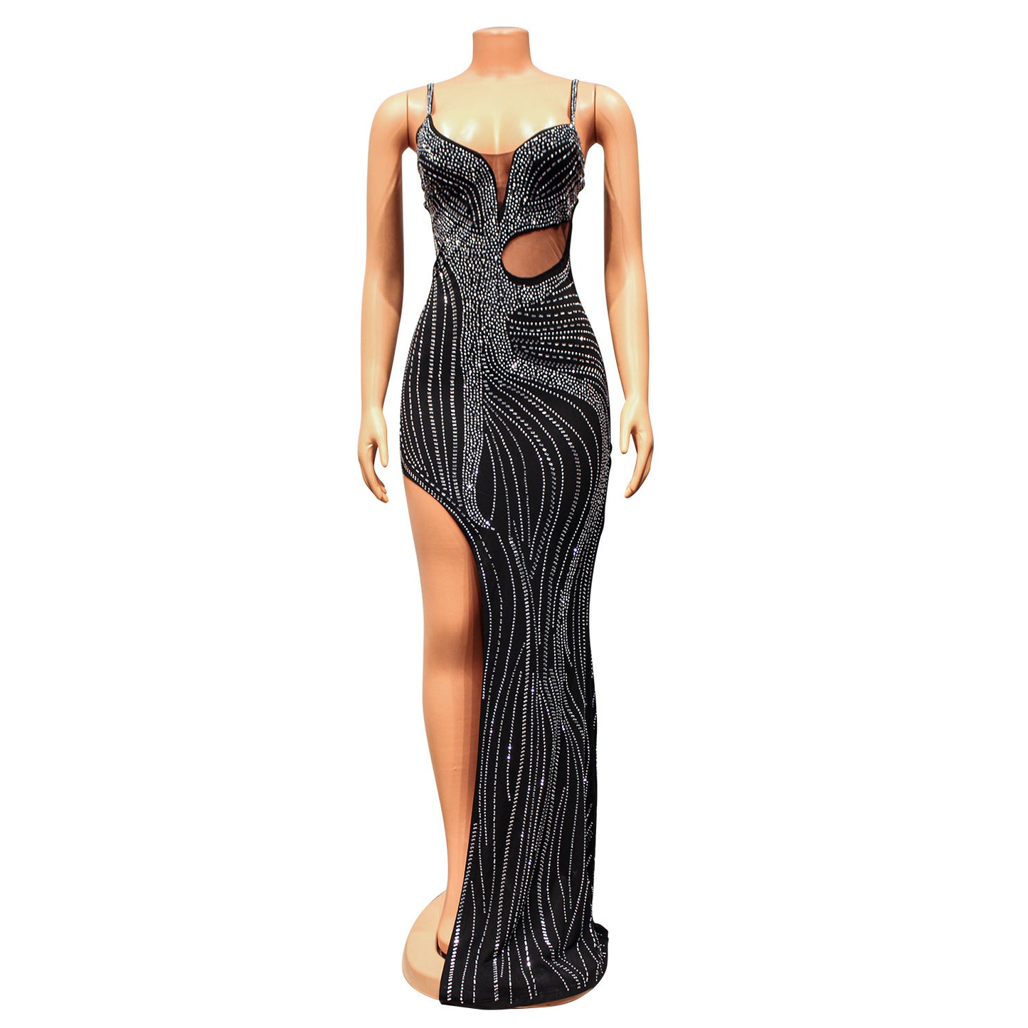 Women's Mesh Rhinestone Night Club Slip Dress - Alsy store