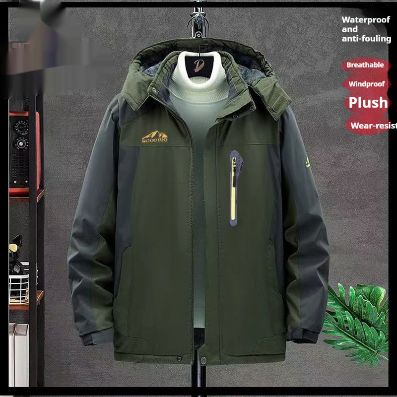 Men's Thick Velvet Waterproof And Windproof Jacket