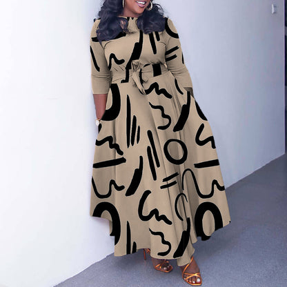 Fashion Elegant Tied African Plus Size Long Dress