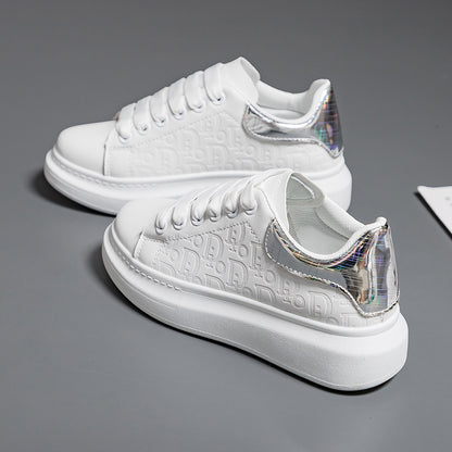 White shoes for women, Korean version Instagram for students, thick soled sports shoes for women, casual sponge cake shoes for women