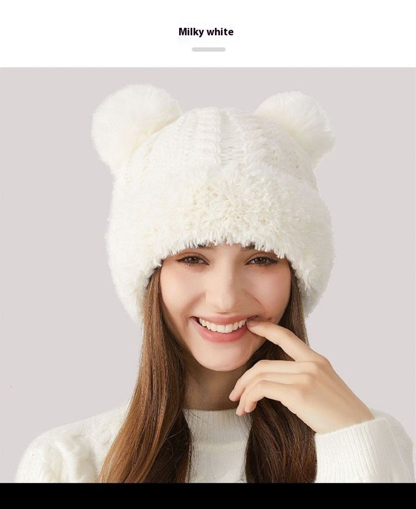 Winter Cute Fur Ball Knitted Hat Children Outdoor - Alsy store