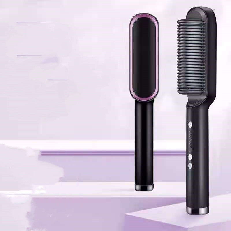 New 2 In 1 Hair Straightener Hot Comb Negative Ion Curling Tong Dual-purpose Electric Hair Brush - Alsy store