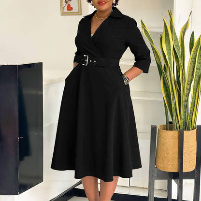 Plus Size Women's Lapel Fashion Dress