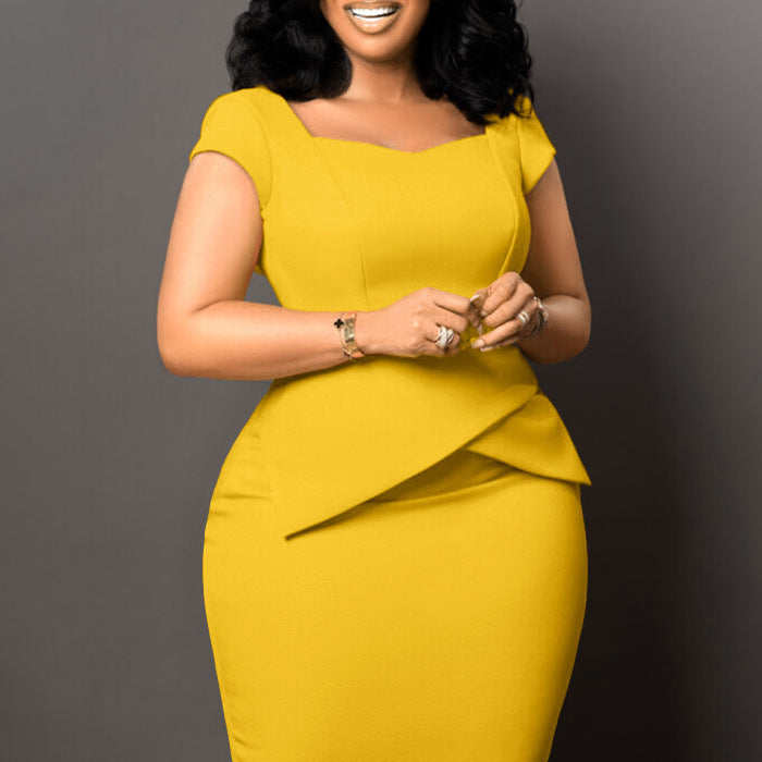 Solid Color Sheath Work Dress