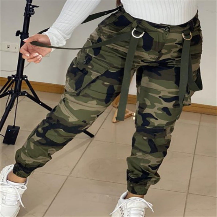 Women's New Camouflage Webbing Pencil Pants - Alsy store