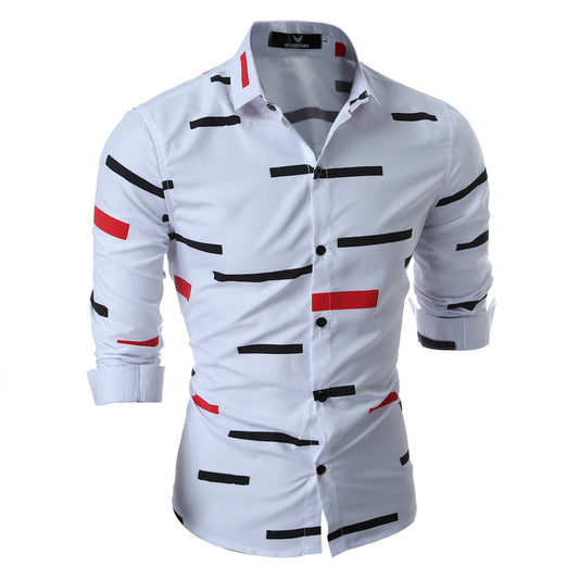 Spring Men's Geometric Printed Shirt Trendy Men Shirt Coat - Alsy store