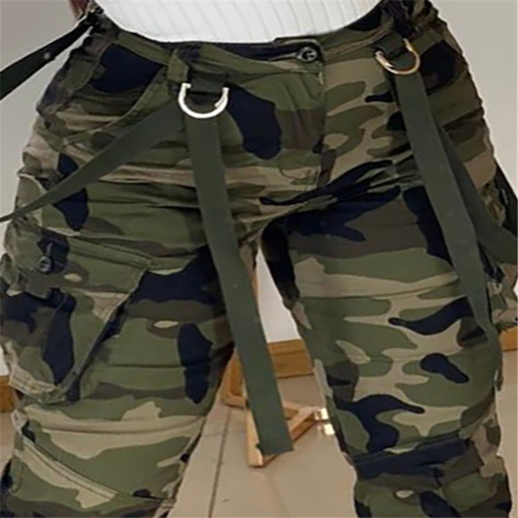 Women's New Camouflage Webbing Pencil Pants - Alsy store