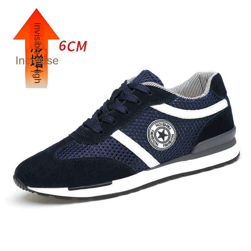 Men's Sports Casual Shoes Korean Style Men's Shoes Hidden Internal Height Increase 8CM Suede Vintage Running Shoes Men