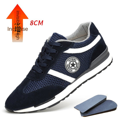 Men's Sports Casual Shoes Korean Style Men's Shoes Hidden Internal Height Increase 8CM Suede Vintage Running Shoes Men