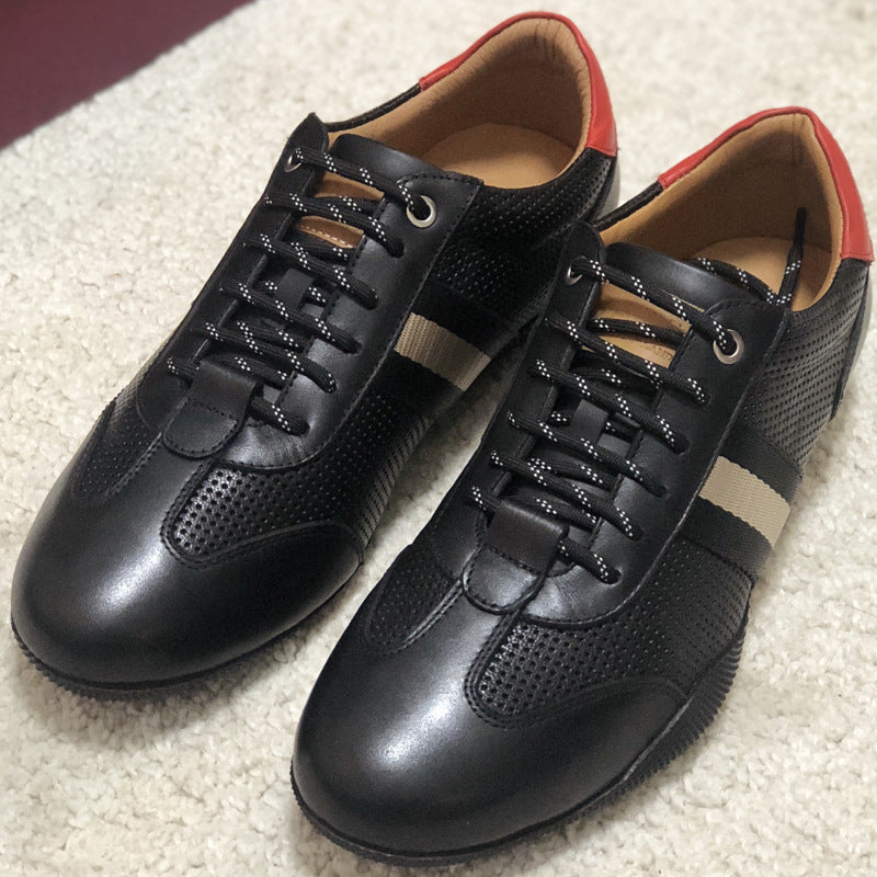 European High-End Trendy Men's Shoes, Big-Name Men's Leather Lace-Up Sports Casual Shoes, Breathable Genuine Leather Sneakers Alsy store
