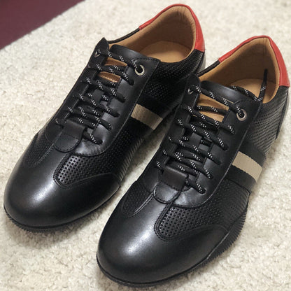 European High-End Trendy Men's Shoes, Big-Name Men's Leather Lace-Up Sports Casual Shoes, Breathable Genuine Leather Sneakers Alsy store