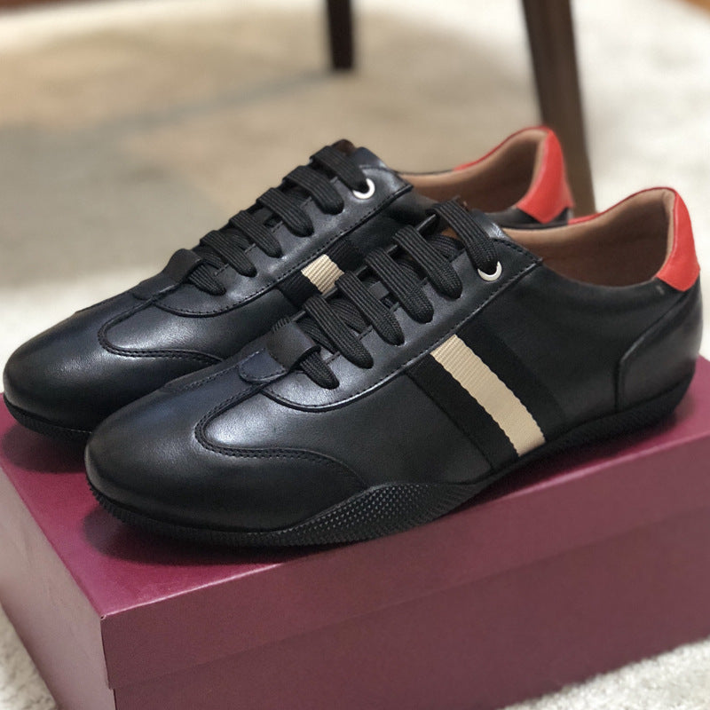 European High-End Trendy Men's Shoes, Big-Name Men's Leather Lace-Up Sports Casual Shoes, Breathable Genuine Leather Sneakers Alsy store