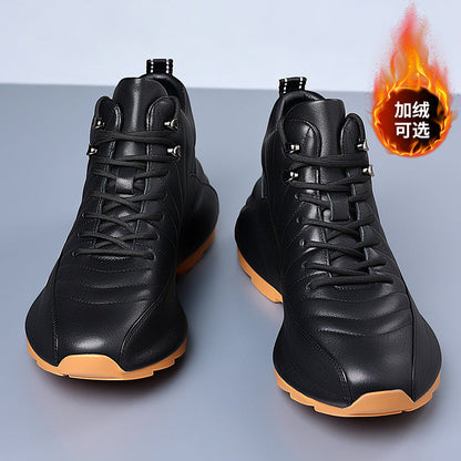 Alsy Celebrity Popular Cowhide Men's Shoes, Fashionable and Versatile Sports Velvet Sneakers, Trendyy High-Top Casual Shoes Alsy store