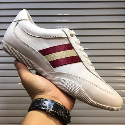 European High-End Trendy Men's Shoes, Big-Name Men's Leather Lace-Up Sports Casual Shoes, Breathable Genuine Leather Sneakers Alsy store